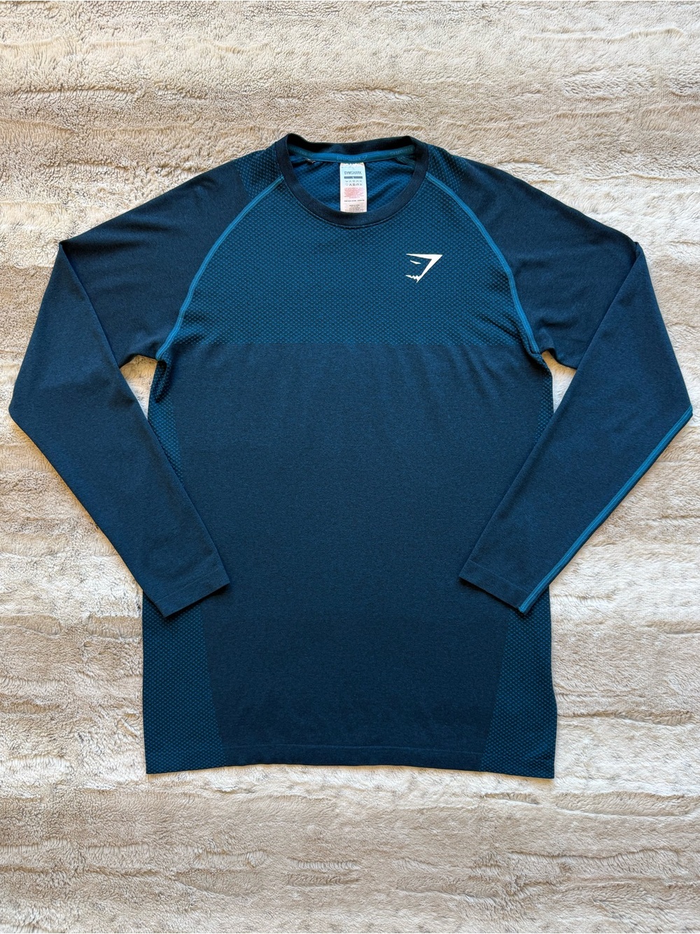 GYMSHARK MEN'S DEVANT SEAMLESS Phantom Long Sleeve David Laid OG In Blue Size L